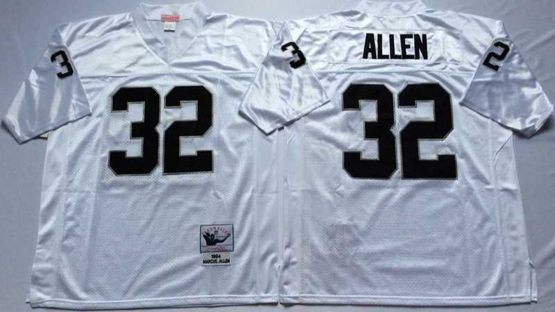Raiders 32 Marcus Allen White M&N Throwback Jersey->nfl m&n throwback->NFL Jersey